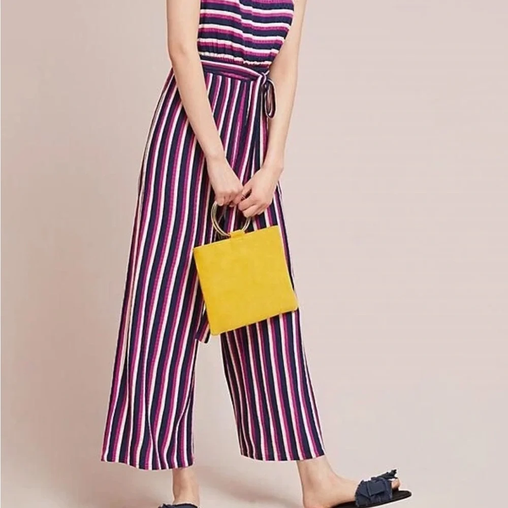 Women's Anthropologie Maeve Meja Strapless Striped Knit Casual Jumpsuit Size S